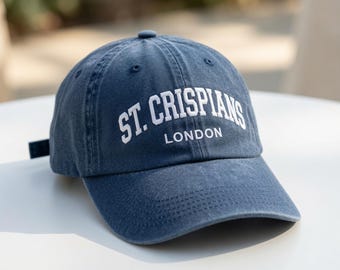 St Crispians London Hat, Embroidered City Cap, Vintage Style Headwear, Classic Casual Hat, London Souvenir Gift, Unisex Embroidered Cap