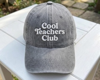 Embroidered Cool Teachers Club Hat, Retro Teacher Appreciation Baseball Cap, Vintage Back to School Gift, Cute School Faculty Cap
