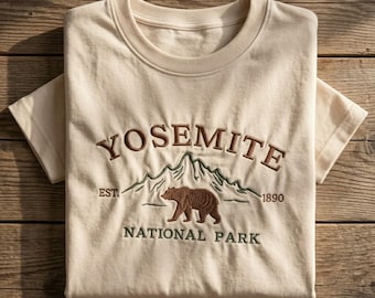 Embroidered Yosemite National Park Sweatshirt, California Bear Shirt, Hiking Nature Gift, Travel Souvenir, Outdoor Adventure Shirt