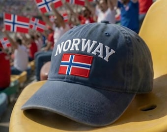 Embroidered Norway Flag Hat, Soccer 2026 Baseball Cap, Norwegian Pride Sports Fan Gift, Team Norway Football Fan Cap