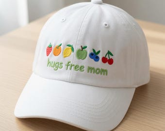 Gorra LGBT bordada "Abrazos gratis para mamá", gorra de béisbol del Mes del Orgullo Gay y Frutas Arcoíris, linda gorra de papá para aliados lesbianas y gays, regalo para madres queer
