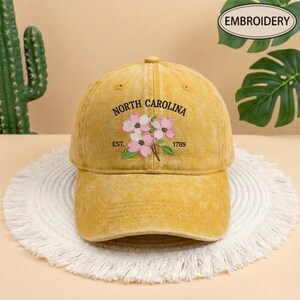 North Carolina State Flower Hat, Dogwood Flower Embroidered Cap, Est 1789 North Carolina Pride Hat, Aesthetic Floral Cap, Souvenir Gift Cap image 11
