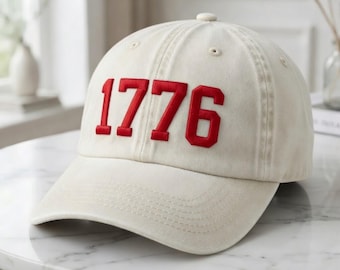 3D Puff 1776 Embroidered Hat, 250th Anniversary Retro Cap, July Fourth Bold Number Hat, Patriotic Freedom Celebration Commemorative Cap