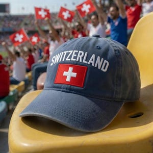 Embroidered Soccer 2026 Switzerland Hat, Swiss Flag Cap, Soccer Fan Hat, National Team Cap, Switzerland Pride Cap, Soccer Fan Item, Sports
