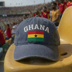 Embroidered Ghana Flag Hat, Soccer 2026 Fan Cap, African Team Accessory, Match Day Supporter Gift, National Heritage Pride Cap