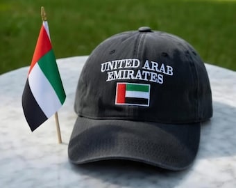 United Arab Emirates Flag Embroidered Hat, UAE Heritage Baseball Cap, National Flag Souvenir Gift, Retro Cotton Hat, Mother's Day