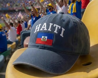 Embroidered Haiti Flag Hat, Soccer 2026 Baseball Cap, Haitian Pride Fan Gift, Caribbean Football Team Cap, Soccer Fan Item, Sports