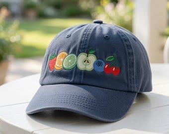 Gorra bordada del Mes del Orgullo con Frutas Arcoíris, Gorra de béisbol vintage LGBT de verano, Gorra retro para papá aliado del Orgullo Gay y Lesbiana, Regalo para amantes de las frutas