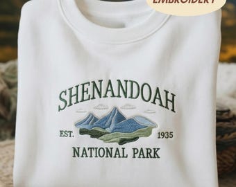 Embroidered Shenandoah National Park Sweatshirt, Blue Ridge Mountains Shirt, Hiking Nature Gift, Virginia Souvenir, Outdoor Adventure