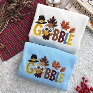 Embroidered Gobble Turkey Sweatshirt, Gobble Turkey Shirt, Thanksgiving Sweatshirt, Turkey Sweatshirt, Thanksgiving Hoodie, Trendy Shirt