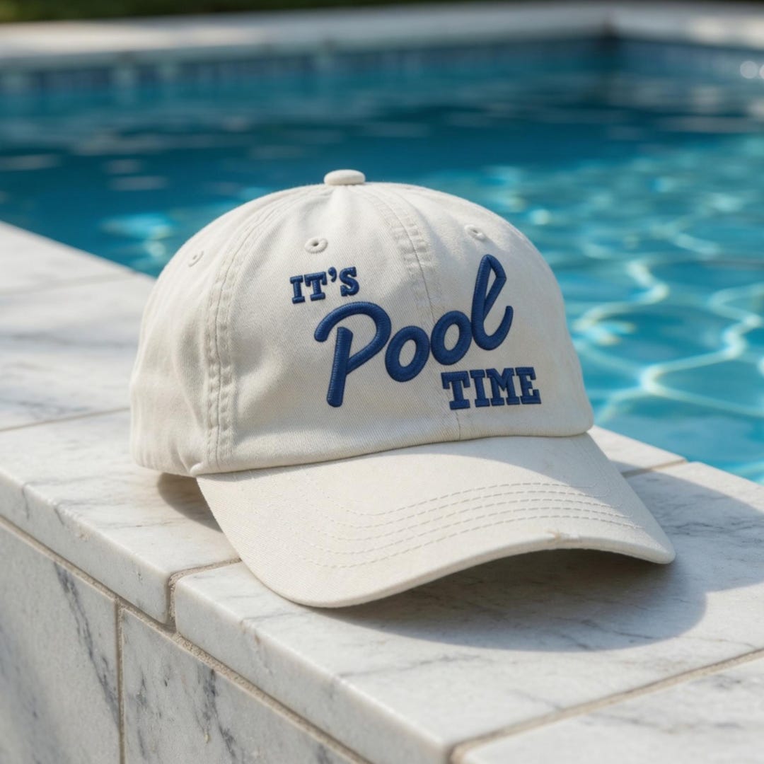 It’s Pool Time Embroidered Hat, Funny Swimming Party Cap, Stitched ...