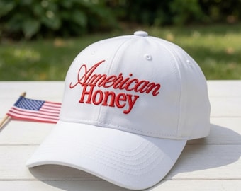 Embroidered American Honey Hat, Patriotic 4th of July Baseball Cap, Cute Southern Girl Gift, Country Music Dad Hat, Summer USA Pride Cap