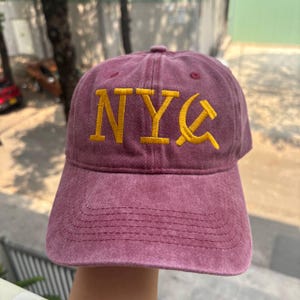 Embroidered NYC Commie Dad Hat Distressed Baseball Cap Hammer and Sickle, Soviet New York City Cap,, NYC Embroidered Hat, New York City Cap