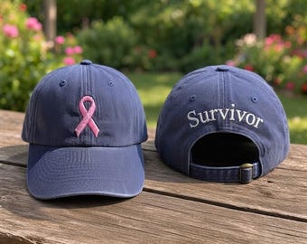 Pink Ribbon Breast Cancer Awareness Embroidered Hat, Hope & Strength Cap, Cancer Warrior Gift, Survivor Support Cap