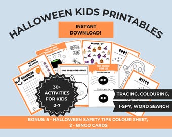Halloween-activiteitenbundel voor kinderen: kleuren, tekenen, spelletjes (pdf-download)