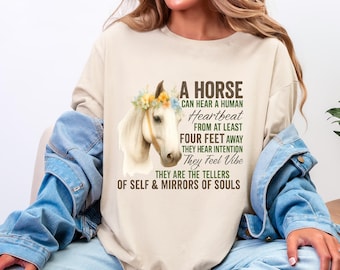 Horse Lover T-Shirt, A Horse Can Hear a Human Heartbeat Quote Tee, Equestrian Gift Shirt, Country Western Horse Graphic Top, Unisex