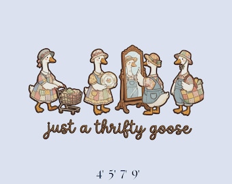 Diseño de bordado de ganso ahorrativo, diseño de ganso de la abuela, archivos de máquina de ganso de arte popular cottagecore, descarga digital divertida y divertida de ahorro