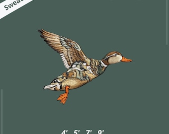 Diseño de bordado de pato real: Archivo de máquina de caza (descarga digital), Archivo de bordado de caza de ciervo salvaje, Archivo de bordado de caza rústica de otoño