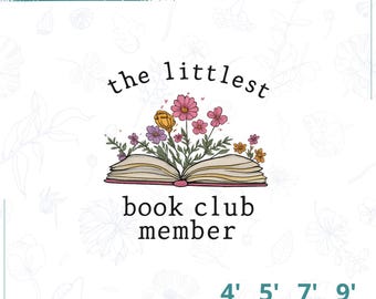 Diseño de bordado para miembro del club de lectura más pequeño, regalo atrevido para baby shower, archivo de bordado para bebé de primavera, descarga digital de diseño para bebé, niño y niña.