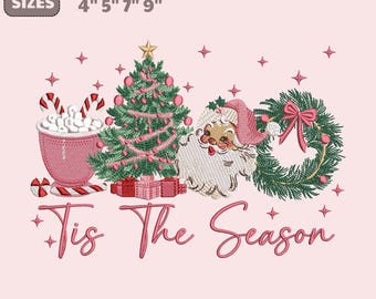 Tis The Season embroidery design for machine Merry Christmas Design Cute Winter File Grandmillennial Christmas design Instant Download