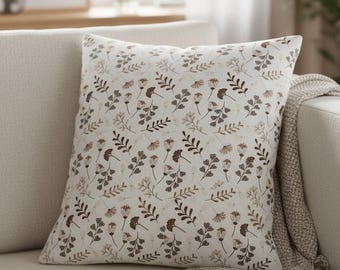 Federa per cuscino in 100% cotone, 40 x 40 cm, motivo alla moda con fiori selvatici, primavera/Pasqua, stagionale, per divano/soggiorno, cuscino decorativo, certificato Oeko-Tex