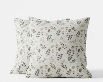 Set di 2 federe per cuscini in 100% cotone, 40 x 40 cm, motivo alla moda con fiori selvatici, stagione primaverile/pasquale, per divano/soggiorno, cuscini decorativi, certificato Oeko-Tex