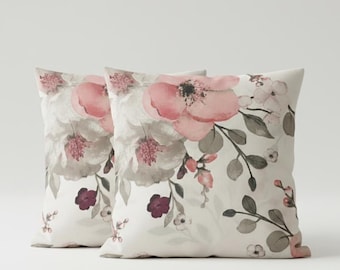 Set di 2 federe per cuscini in 100% cotone, 40 x 40 cm, motivo floreale, primavera/Pasqua, stagionale, per divano/soggiorno, cuscini decorativi, certificato Oeko-Tex