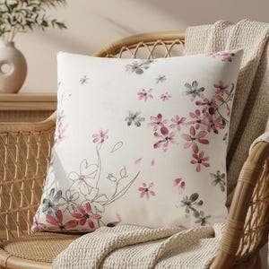 Örngott 40x40 Sakura körsbärsblom japansk stil, bomull Oeko-Tex, dekorativt örngott bäddsoffa med dragkedja