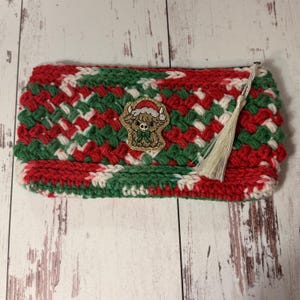 Aurora Stitch Crochet Zipper Pouch | Custom Yarn, Feltie Patch Bag