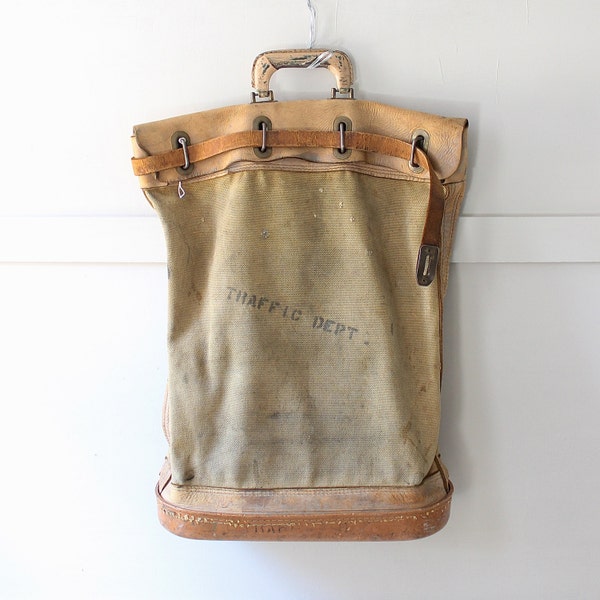 Vintage Canvas Leather Mail Bag