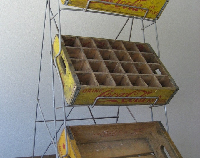 Vintage Coca Cola Crates Set With Metal Stand Etsy