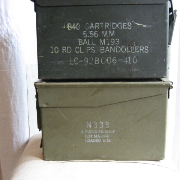 Pair Vintage Military Metal Boxes