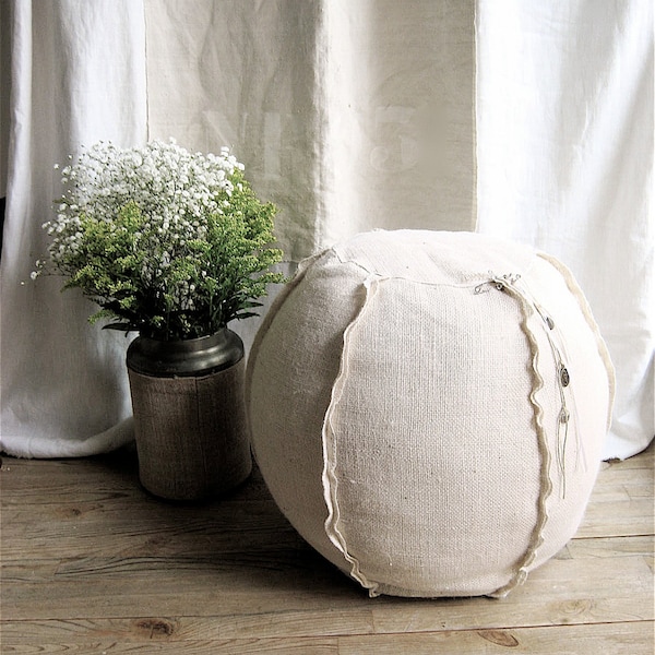 Burlap Pouf/Ottoman