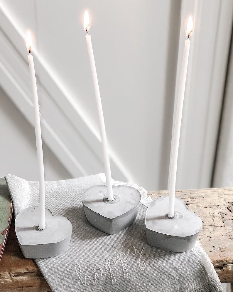 Handcrafted Concrete Star Heart Candle/Inciense Holder Set of Three image 3