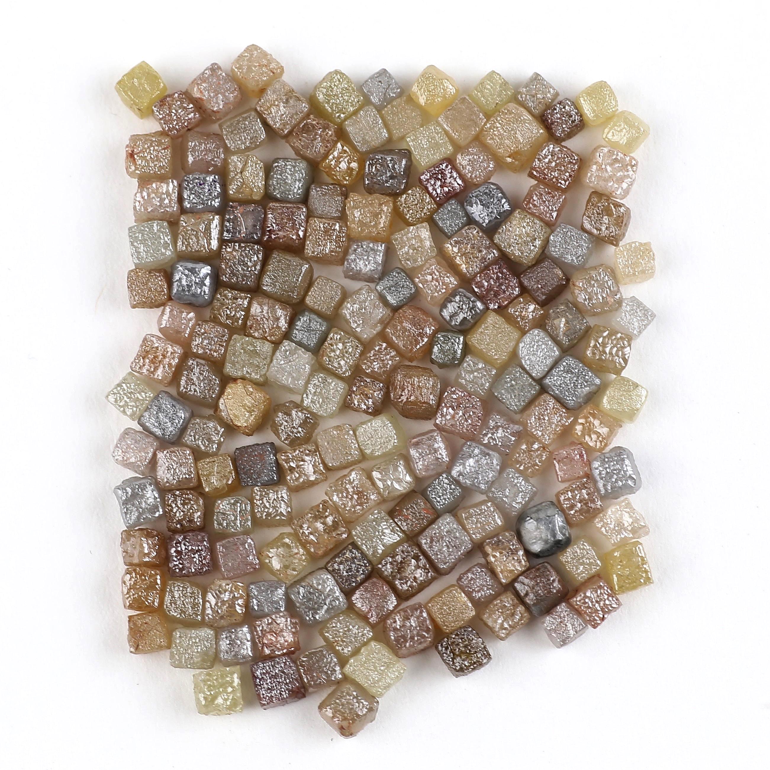 5 Carats Diamants Bruts Cubes Congo – Mix Couleur, Non Coupés, Naturels, Neufs