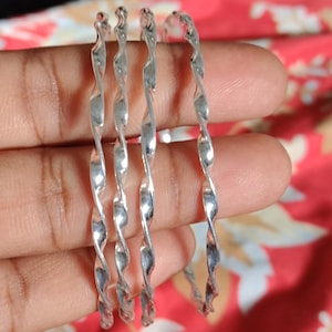 925 Sterling Silver Twisted Armring, Boho Minimalistiska Handgjorda Smycken