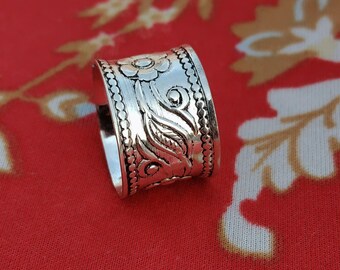 Oxidierte Band, Statement Ring, handgemachte Blume Boho Schmuck, Geschenk für sie ihn,