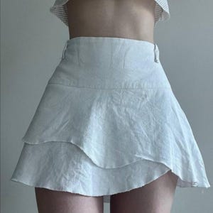 Vintage White Ruffle Tiered Mini Skirt Size M