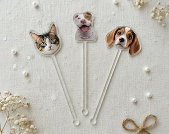 Agitadores de bebidas personalizados para mascotas, agitadores de cóctel para perros, palitos agitadores personalizados para mascotas, decoración de bar para bodas