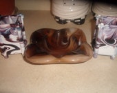 vintage agate marble tobacco ashtray 2 cigarette holders cigar set
