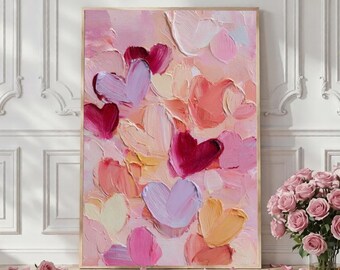 Valentines Day Abstract Hearts Print -Romantic Wall Art -Whimsical Love Decor -Printable Digital Download
