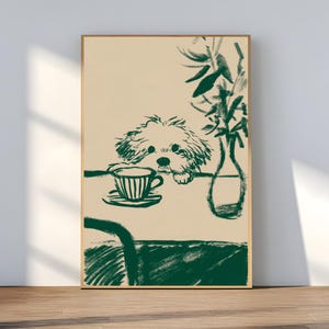 sneaky dog print, printable wall art, minimalist wall art, downloadable prints, retro kitchen print