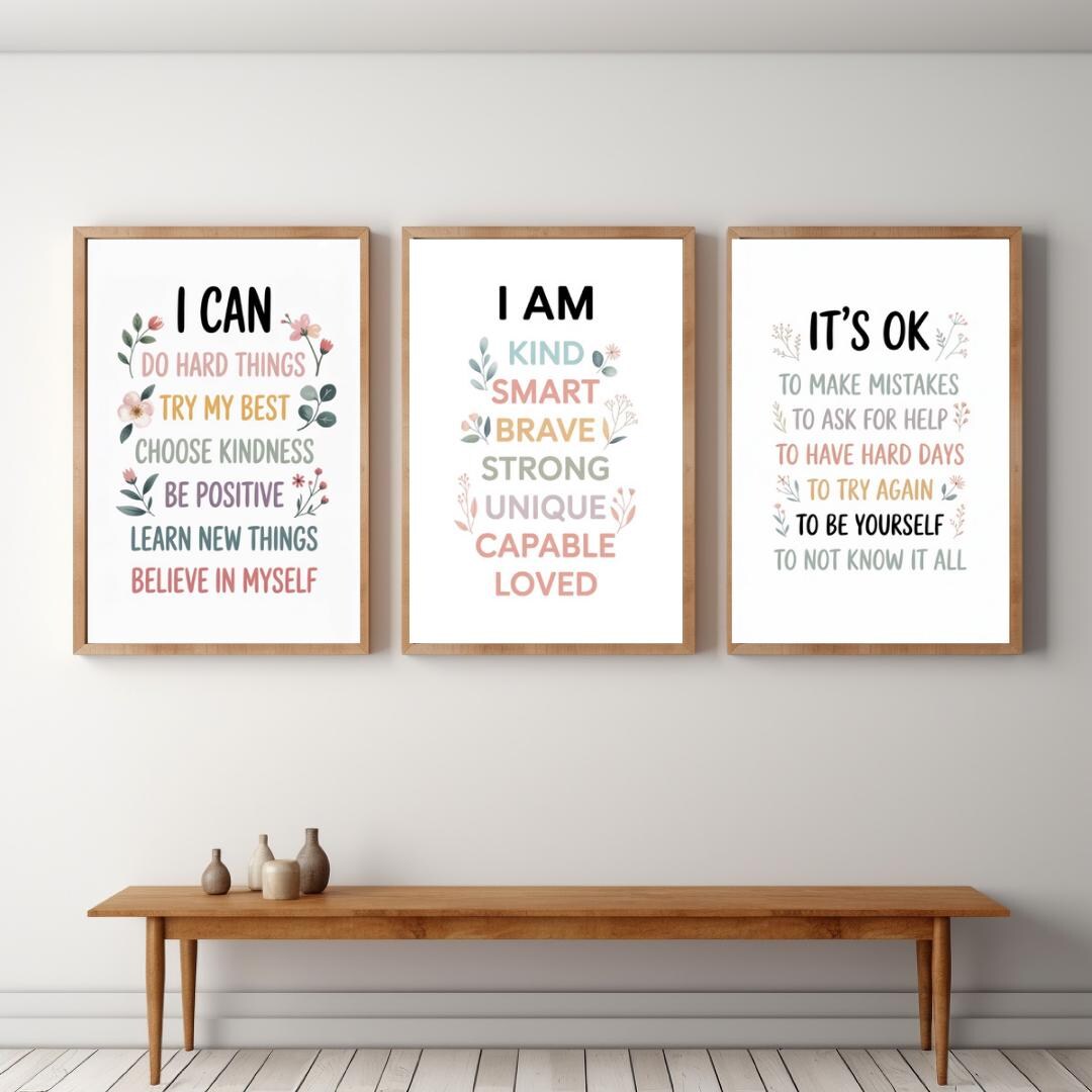 Kids Affirmation Poster Set of 3 -motivational Quotes Wall Art ...
