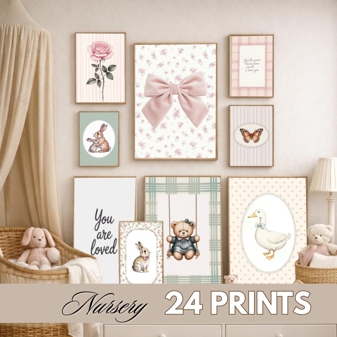 Cottagecore Nursery Wall Art Print Set of 24 -gallery Wall Prints ...