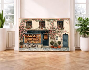 European Patisserie Bakery Print -French Cafe Wall Art -Whimsical Kitchen Art Print -Vintage Bakery Decor -Printable Digital Download
