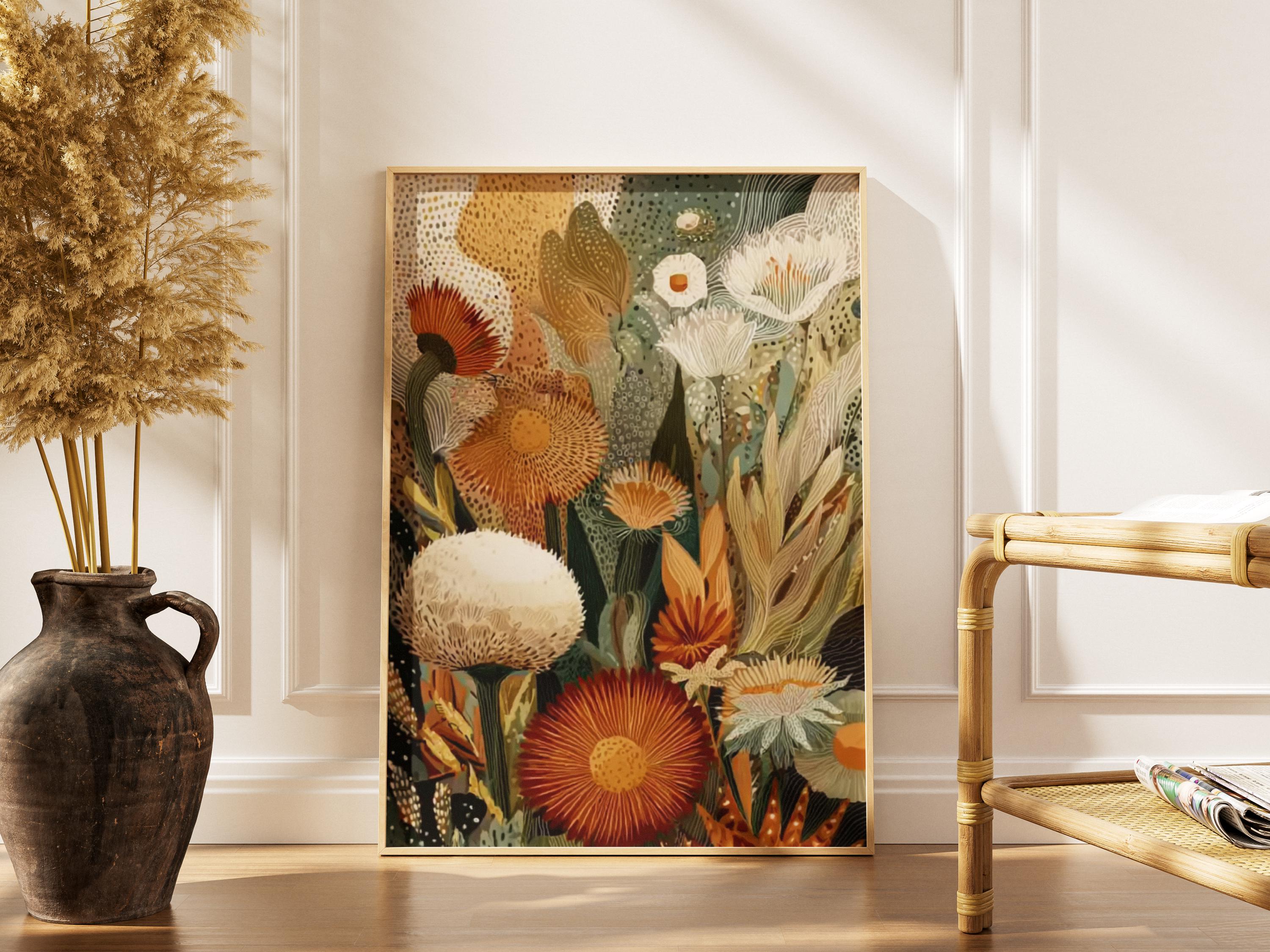 Abstract Botanical Print -neutral Wall Art -vintage Boho Home Decor ...