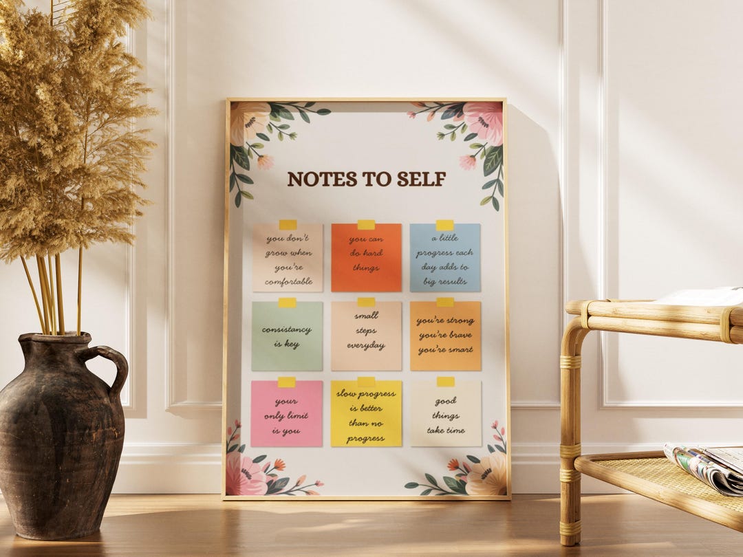 Notes to Self Motivational Quotes Print -minimalist Typography Poster ...