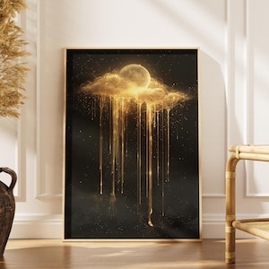 Celestial Moon Wall Art -Moody Dark Academia Print -Modern Home Decor -Fantasy Cloud Print -Printable Digital Download
