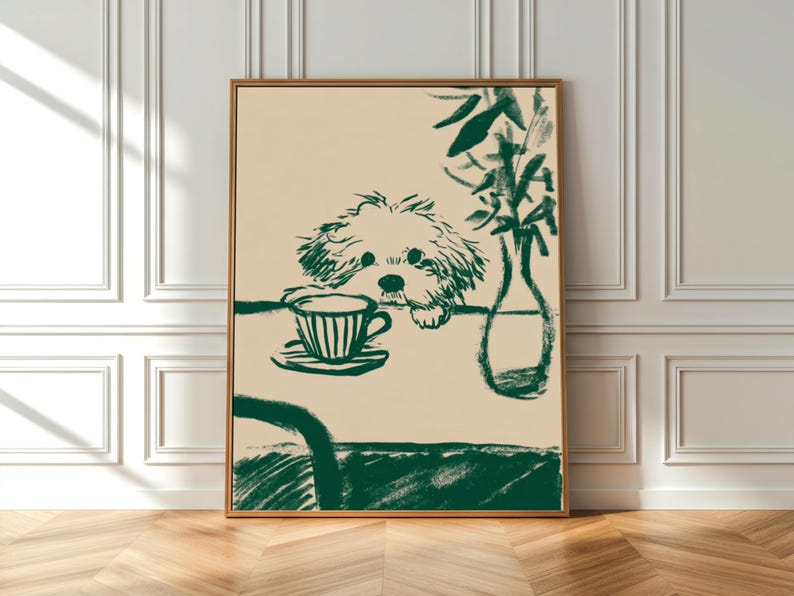 printable wall art, minimalist wall art, downloadable prints, retro kitchen print, gifts for dog lovers, digital download