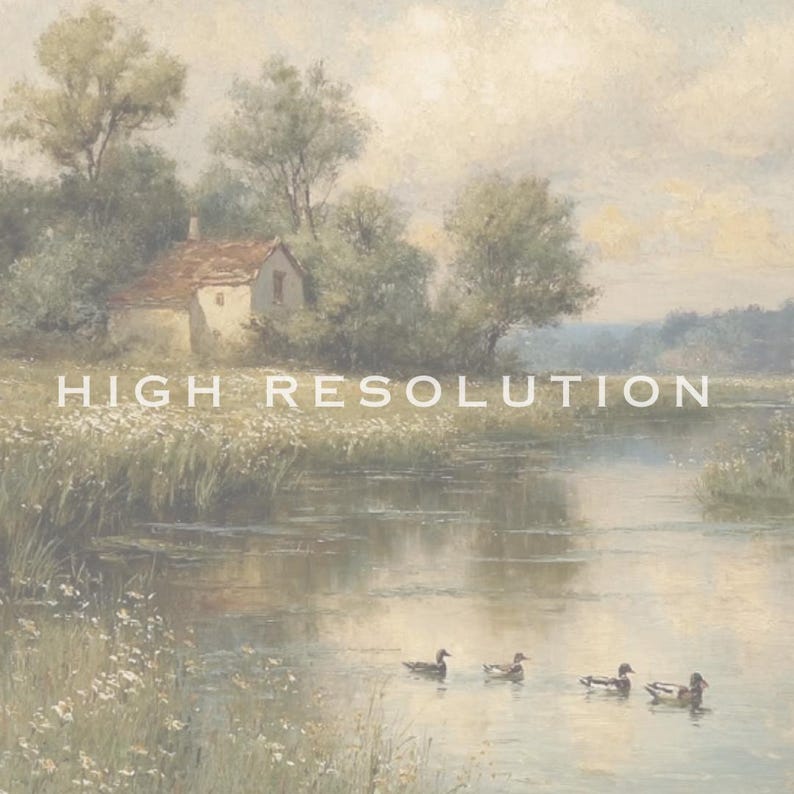 landscape print, cottagecore wall art, countryside print, river landscape, printable wall art
